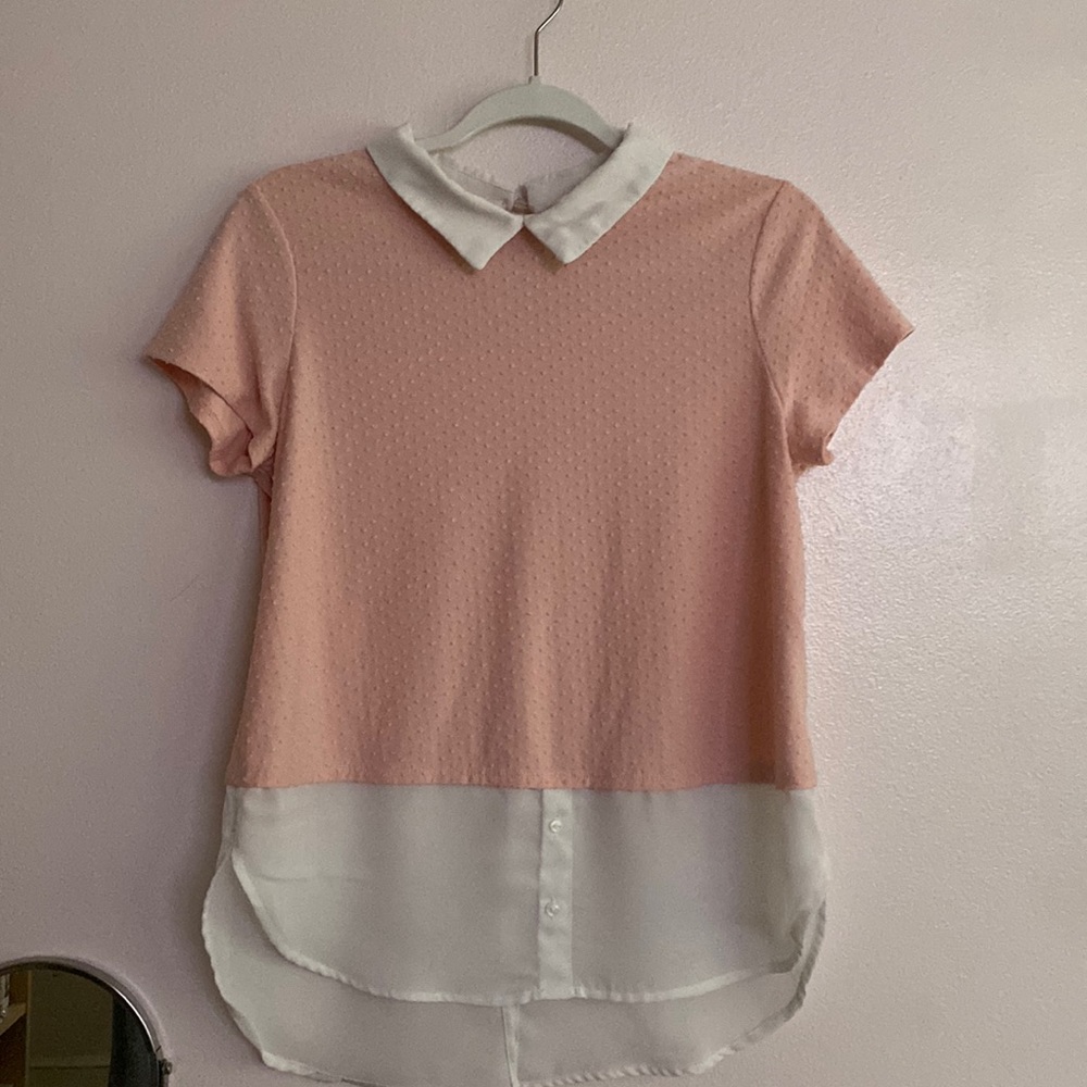 Elle Pink And White Collared Shirt